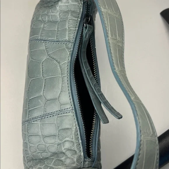 Auth. Tods Vintage Bamboo Barrel Mini Bag ~ in Blue Alligator 🐊 Skin Leather